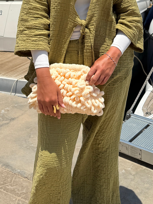 The Bloom Clutch in Cream